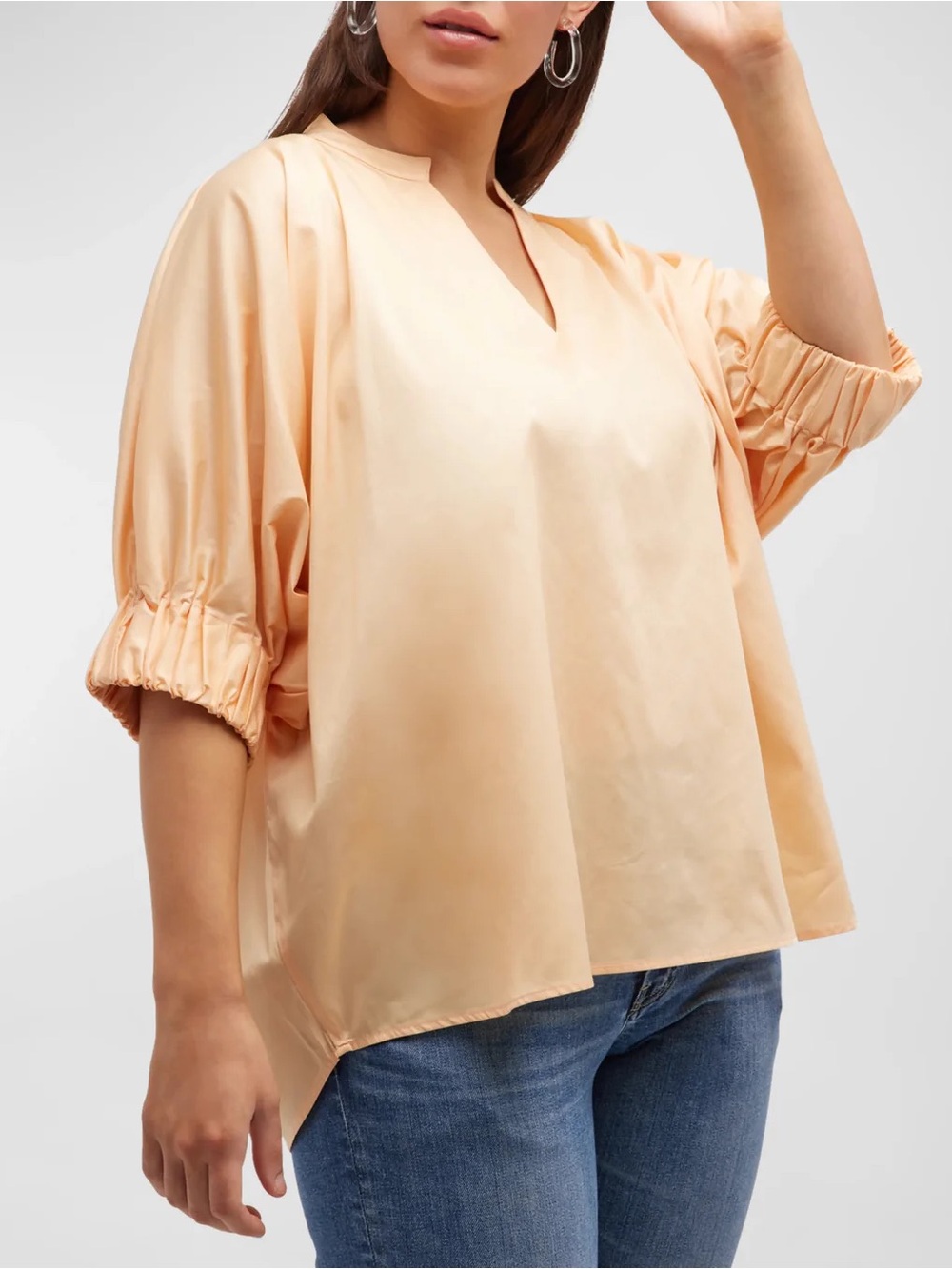 Tuckernuck Harshman Medina Blouse Apricot Ice Cotton Poplin Top 1X Relaxed
